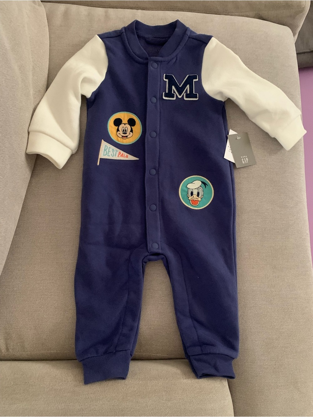 GAP Navy and White Mickey & Donald Snap-Front One-Piece